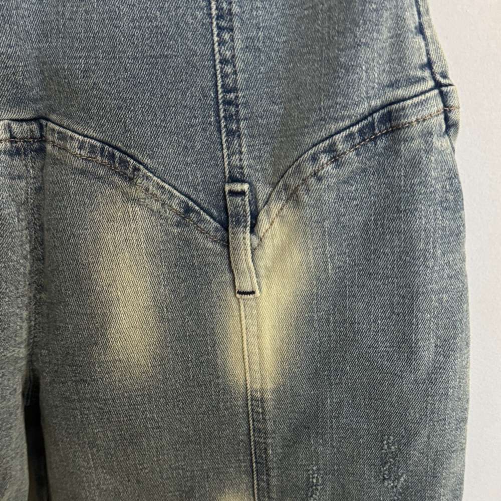 Singer Kelis Farm Fashion Women’s Blue Denim Jeans Suspenders Body Contour - Picture 4 of 7